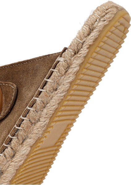 Kadın Vizon Tokalı Süet Deri Espadril Terlik 25SFD205010