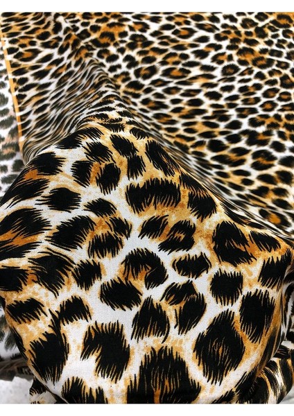 %100 Pamuk Leopar Desen Lüx Viskon Kumaş En 150CM modelleri