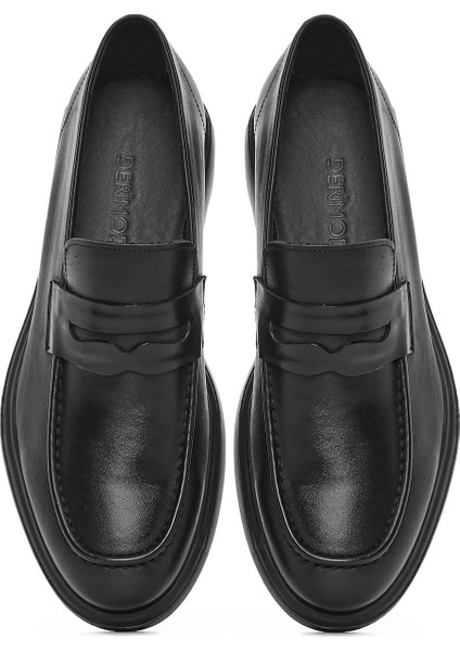 Erkek Siyah Deri Casual Loafer 25SFD790118
