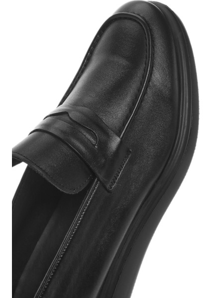 Erkek Siyah Deri Casual Loafer 25SFD790118