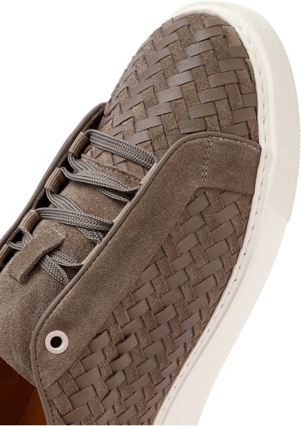 Erkek Vizon Bağcıklı Örgülü Kalın Tabanlı Deri Sneaker 25sfd795214
