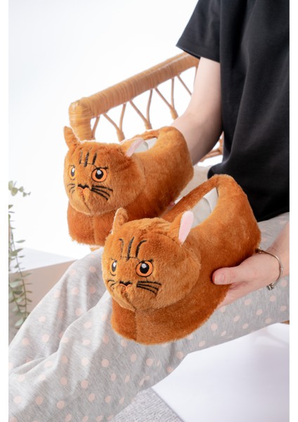 Kedi Figürlü Peluş Panduf Ev Pandufu Unisex