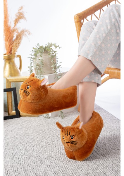 Kedi Figürlü Peluş Panduf Ev Pandufu Unisex modelleri