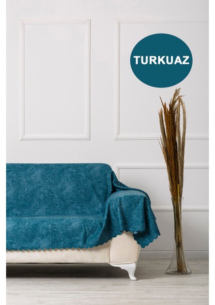 Turkuaz Battal Boy Kolları Kapatan Çift Taraflı Çekyat Örtüsü
