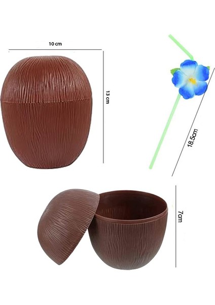 Hawaian Tropical Konsept Pipetli Sarı Renk Plastik Hindistan Cevizi Içecek Kabı fiyatları