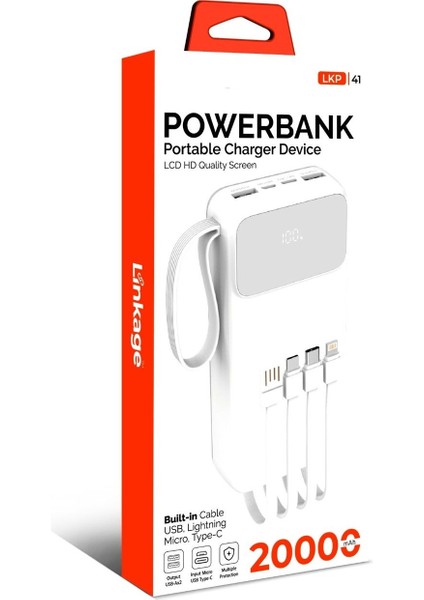 LCD Göstergeli Dahili Kablolu Fenerli 20.000 Mah Güç Bankası Taşınabilir Powerbank fiyatları