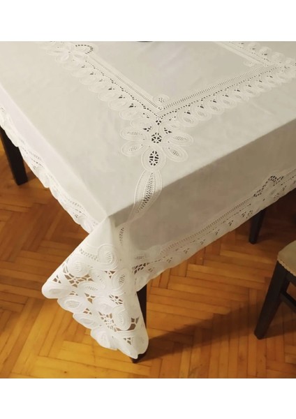 Krem Çiçek Desenli Pvc Muşamba Mutfak Masa Örtüsü 120X150 cm