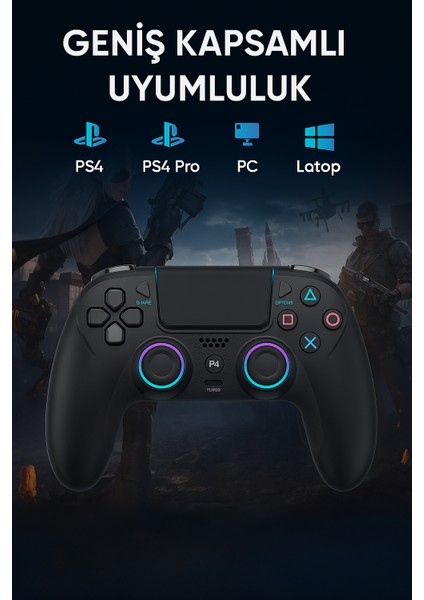 Ps-4 Için Kablosuz Kontrol Cihazı Çift Titreşimli Rgb LED Gamepad Joystick Yüksek Doğruluk Kontrol modelleri