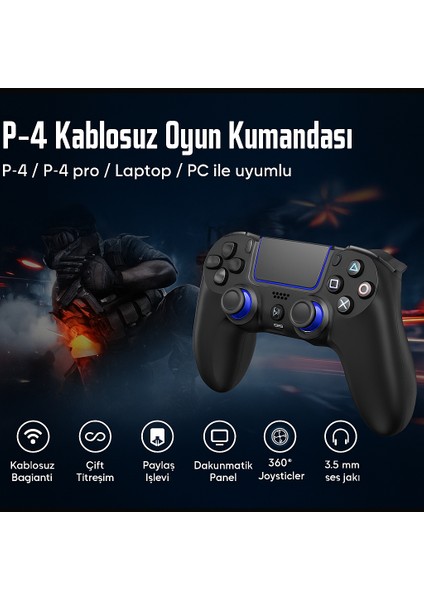 Ps-4 Için Kablosuz Kontrol Cihazı Çift Titreşimli Rgb LED Gamepad Joystick Yüksek Doğruluk Kontrol fırsatları