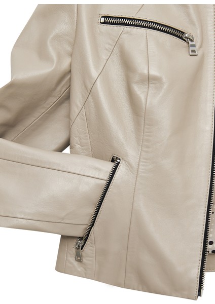 Taya Kadın Bej Kısa Deri Ceket 25SGE5301R3