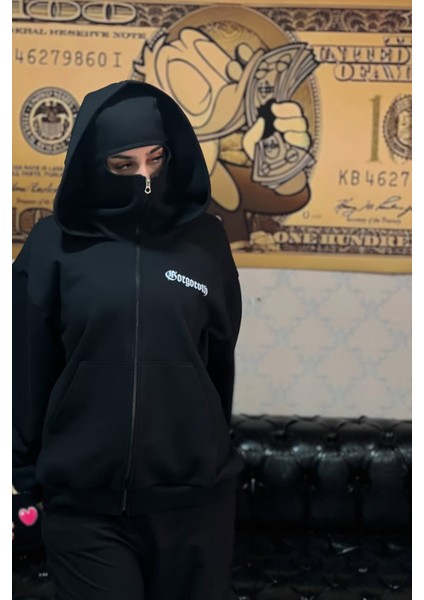 Siyah Gorgoroth Maskeli Kapüşonlu Unisex Hırka