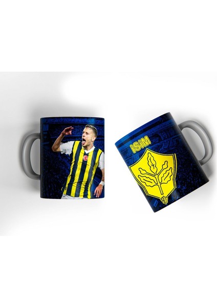 Kişiye Özel Sarı Lacivert Baskılı Hediye Kupa Bardak