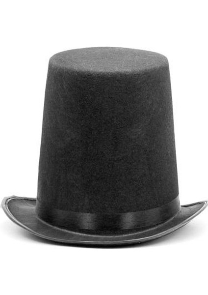 Halloween Keçe Kumaş Siyah Renk Melon Sihirbaz Şapkası Şeritli Yetişkin Uzun 18 cm fiyatları