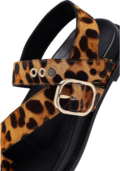 Kadın Leopar Parmak Arası Deri Sandalet 25SFD5513W2