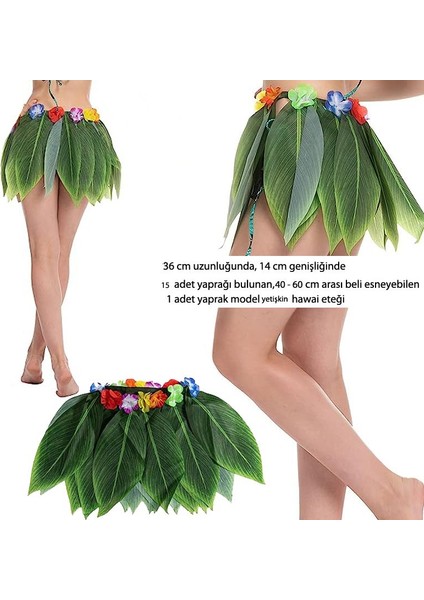 Yaprak Model Hawaii Eteği Yeşil Renk 36 cm Yetişkin Model 1 Adet