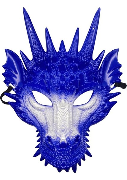 Halloween Sert Plastik Arkadan Lastikli Mavi Renk 3D Dragon Ejderha Maskesi fiyatları
