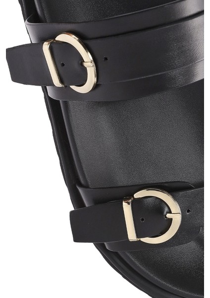 Kadın Siyah Çift Tokalı Terlik 25SFE401118