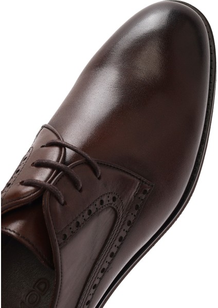 Erkek Kahverengi Bağcıklı Deri Klasik Ayakkabı 25SFD602018