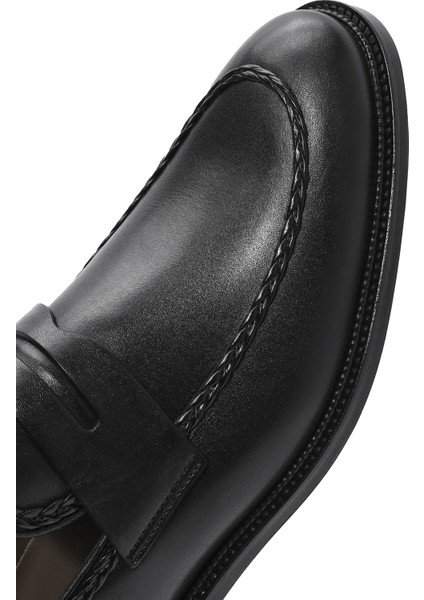 Erkek Siyah Deri Klasik Loafer 25SFD602118