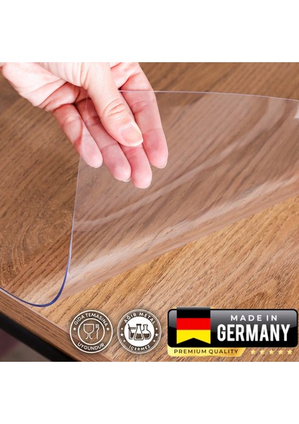 1.3mm Alman Üretimi - Şeffaf Pvc Masa Örtüsü -Uv Koruma- Gıda Temasına Uygun - Fitalat Içermez