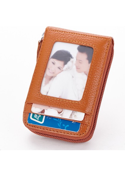 Unisex 11 Bölmeli Fermuarlı Taba Deri Kredi Kartlık Cüzdan modelleri