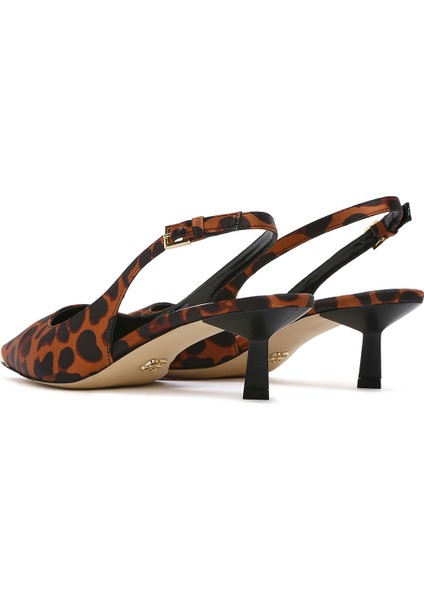 Kadın Leopar Desenli Arkası Açık Saten Deri Kısa Ince Topuklu Ayakkabı 25SFD12086F