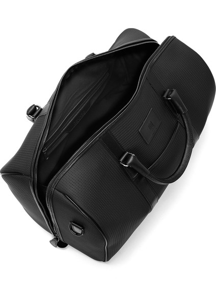 Erkek Siyah Baskılı Deri Seyahat Çantası 24WBD361426
