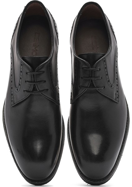 Erkek Siyah Bağcıklı Deri Klasik Ayakkabı 25SFD602018