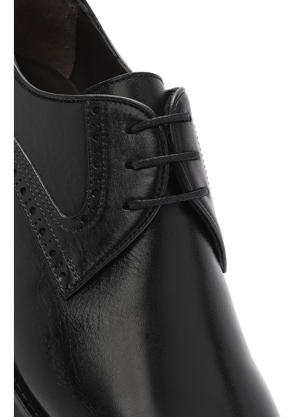 Erkek Siyah Bağcıklı Deri Klasik Ayakkabı 25SFD602018