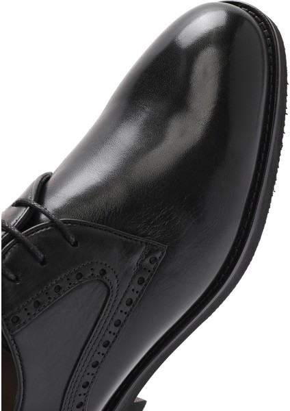 Erkek Siyah Bağcıklı Deri Klasik Ayakkabı 25SFD602018