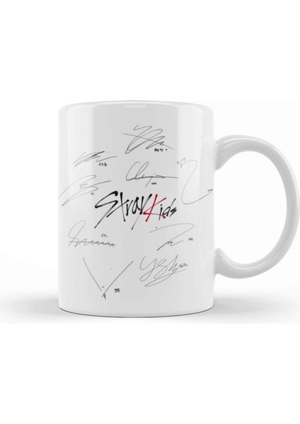 Beyaz Porselen Kupa Bardak, Stray Kids Logo Tasarımı ile Şık ve Kullanışlı Seçenektir.