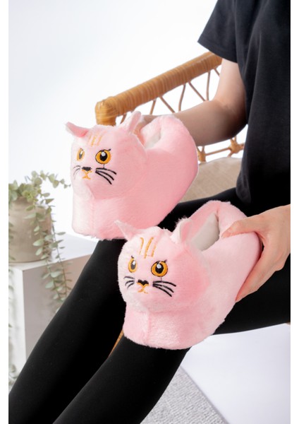 Kedi Figürlü Peluş Panduf Ev Pandufu Unisex