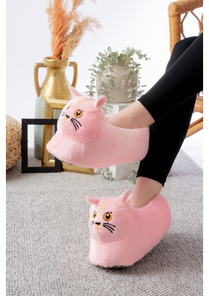 Kedi Figürlü Peluş Panduf Ev Pandufu Unisex modelleri