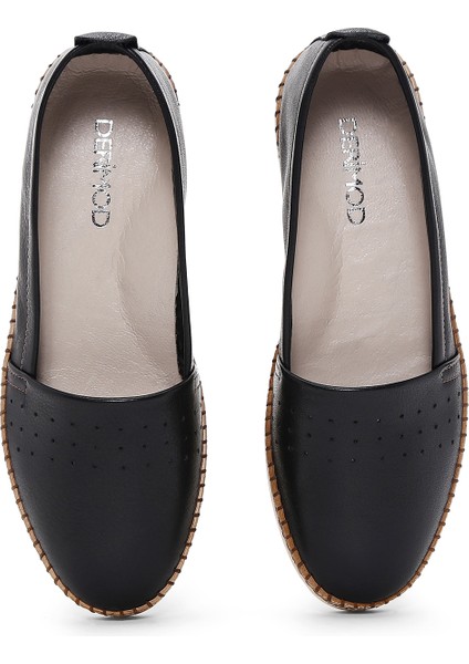 Kadın Siyah Deri Comfort Loafer 25SFD500518