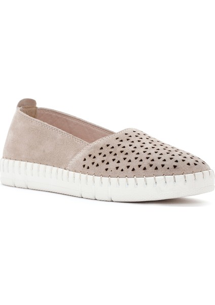 Kadın Bej Süet Deri Comfort Loafer 25SFD500410