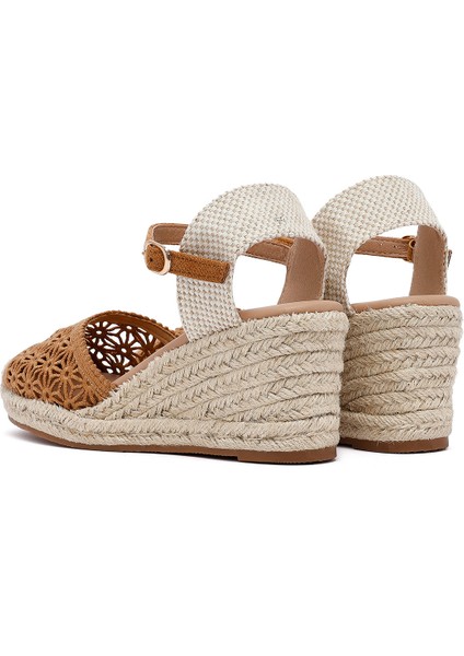 Kadın Taba Bilekten Tokalı Dolgu Topuklu Espadril 25SFE40186F