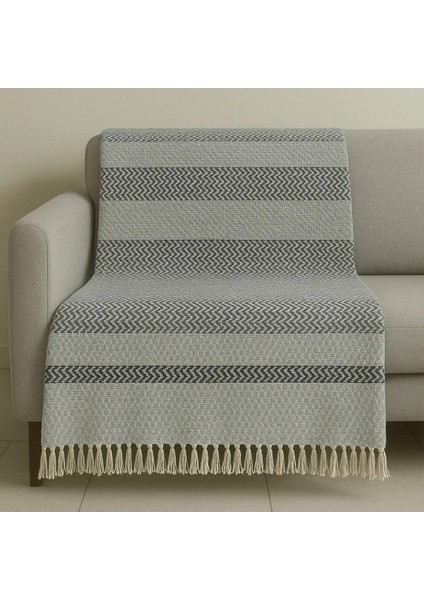 Şık 3'lü Koltuk Örtüsü Seti, 140X190 Cm, Antrasit Renk, Kırlentler Dahil