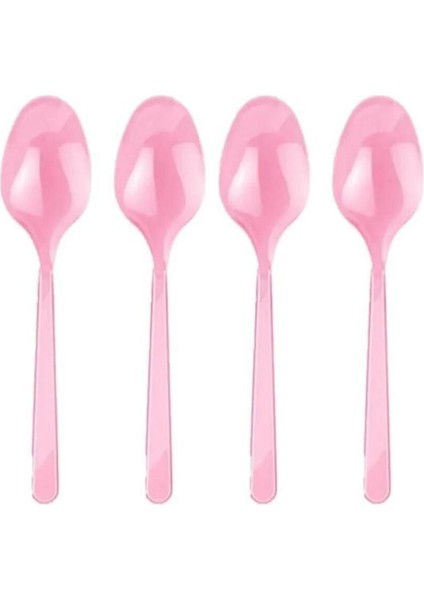 Pembe Plastik Kaşık 25'li, Doğum Günü ve Parti Için Şık ve Hafif Kullanım