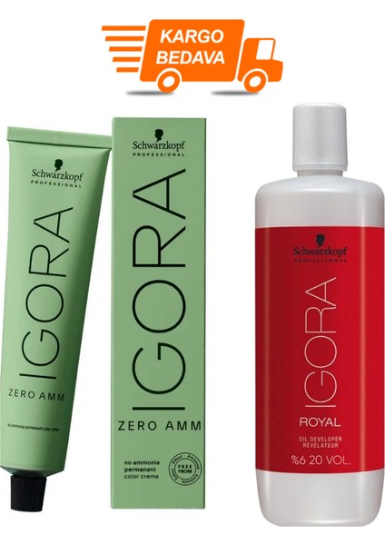 5 Adet Igora Zero Amm 9-0 Saç Boyası + 1l Oksidan - %100 Doğal Amonyaksız- %100 Beyaz Kapama-