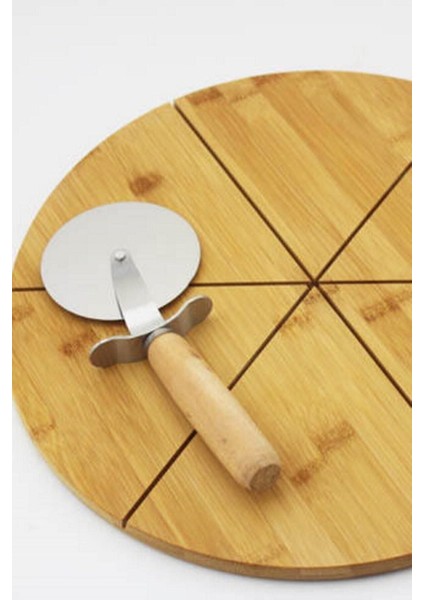 Büyük Boy Bambu Saplı Paslanmaz Çelik Hamur Kesici ve Pizza Ruleti 23 cm modelleri