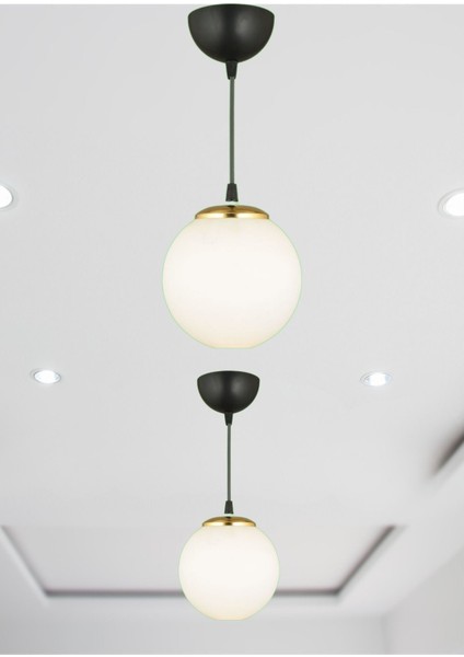 Şık Siyah ve Beyaz Glop Top Camlı Düz Aşağı Sarkıt Avize