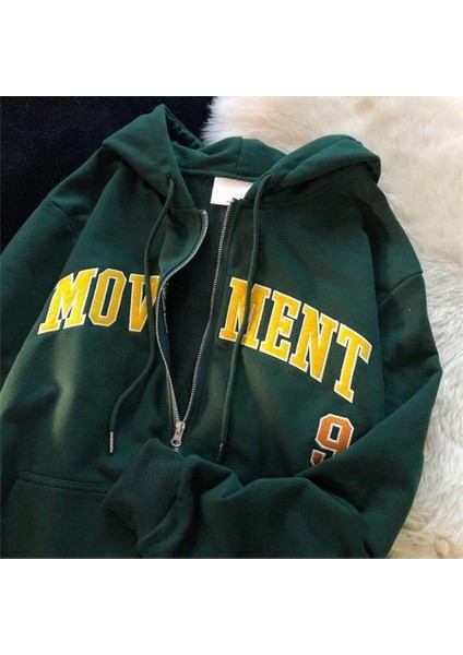 Movement College Yeşil Kapüşonlu Unisex Hırka