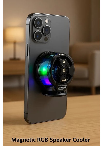 Rgb Işıklı Mıknatıslı Hoparlör & Soğutucu | Telefon Arkası Fanlı Mini Speaker