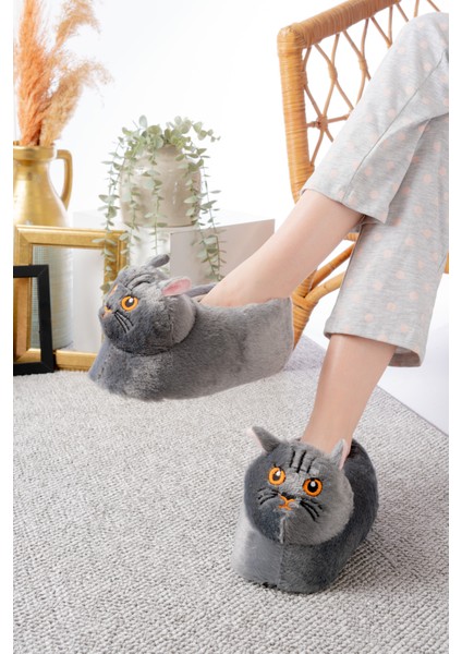 Kedi Figürlü Peluş Panduf Ev Pandufu Unisex fiyatları