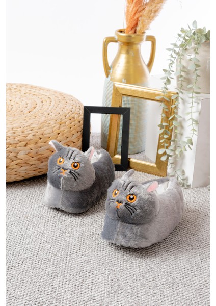 Kedi Figürlü Peluş Panduf Ev Pandufu Unisex fırsatları