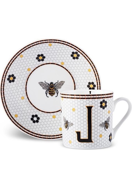 Renkli 80 ml Harfli Kahve Fincanı, Şık ve Zarif Tasarım