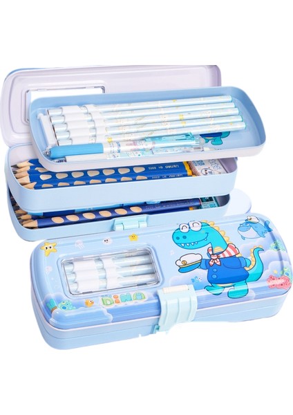 Kırtasiye Kutusu Çocuk Üç Katmanlı Kalem Kutusu Büyük Kapasiteli Ilkokul Öğrenci Kalem Kutusu (Yurt Dışından)