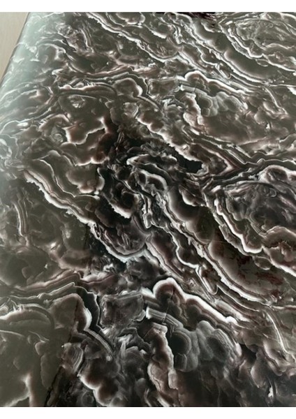 Kahve Mermer Desenli Kalın Pvc Masa Koruyucu ve Pedi