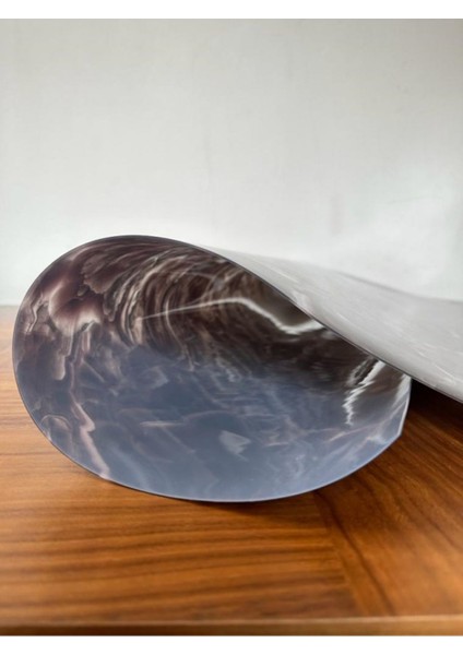 Kahve Mermer Desenli Kalın Pvc Masa Koruyucu ve Pedi