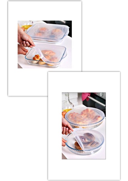 Turuncu Silikon Kare ve Yuvarlak Taze Tutan Kapaklar, Pratik ve Kullanışlı Set